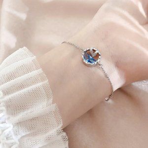 925 Sterling Silver Blue Zircon Mermaid Bracelet